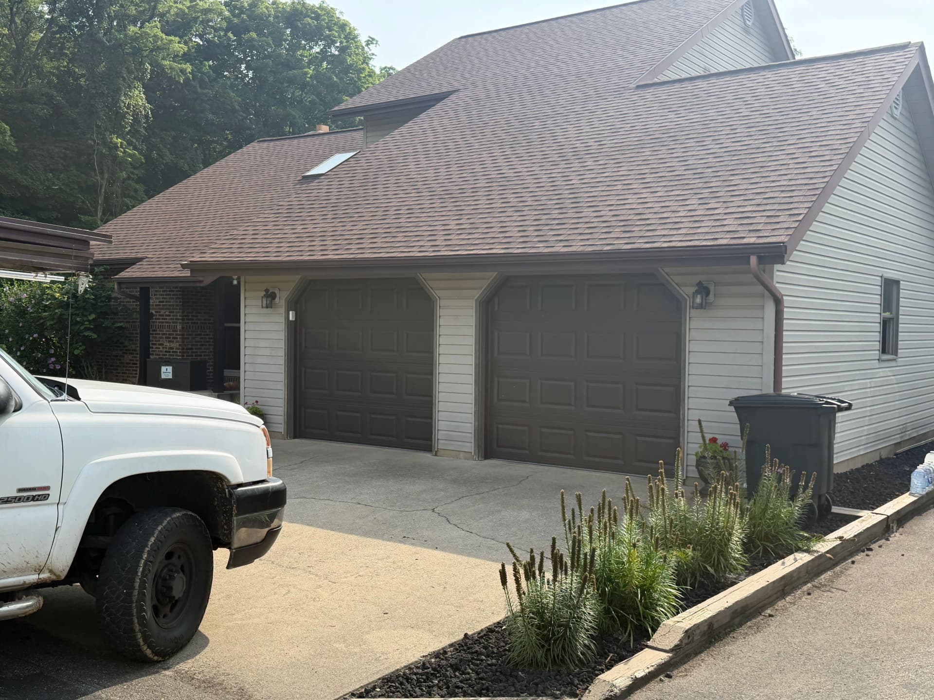 New Garage Doors and Openers Installed on This Two-Car Garage image