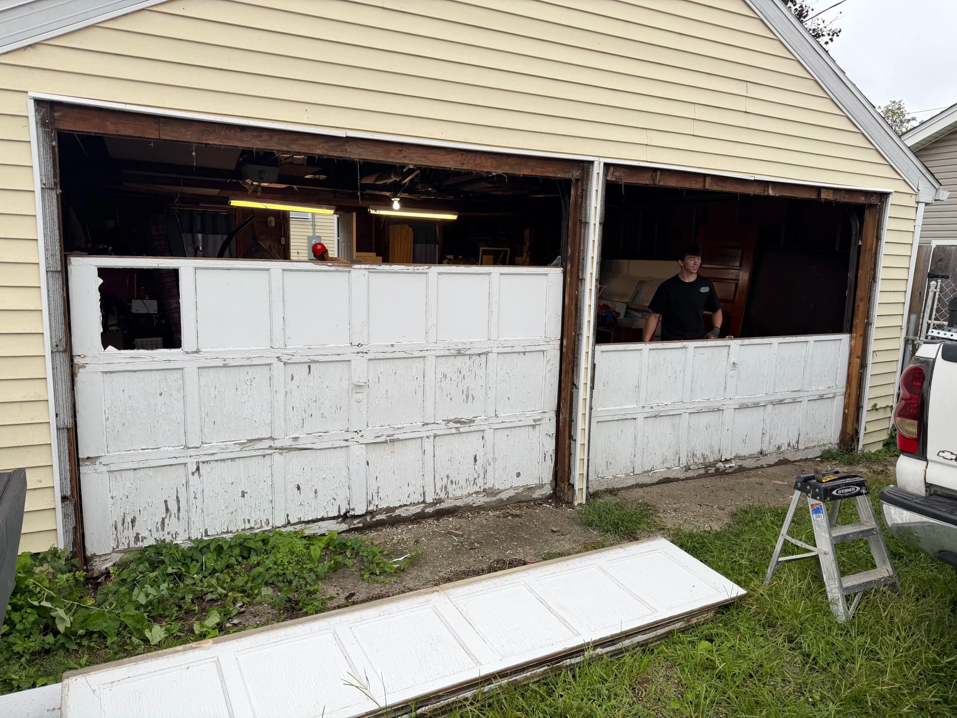Two New Garage Doors, New Openers, and Reframed From Scratch